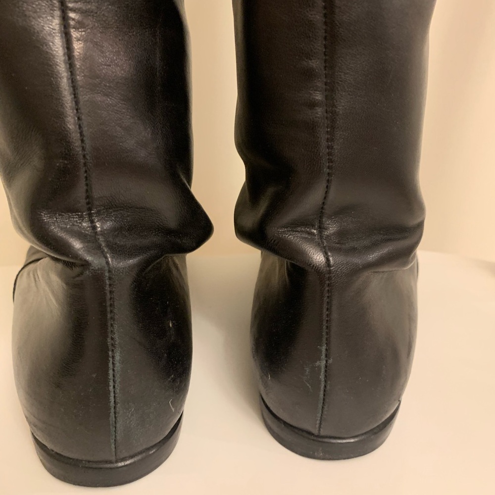 giuseppe zanotti NERO boots Tall flat black leather Vintage Italy Size 40 US 10 - Picture 12 of 14